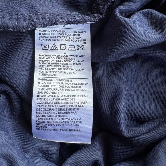 JANIE AND JACK Wide Leg Velvet Jumpsuit Girls 8 Navy Blue Faux Fur Collar Romper - Picture 8 of 8